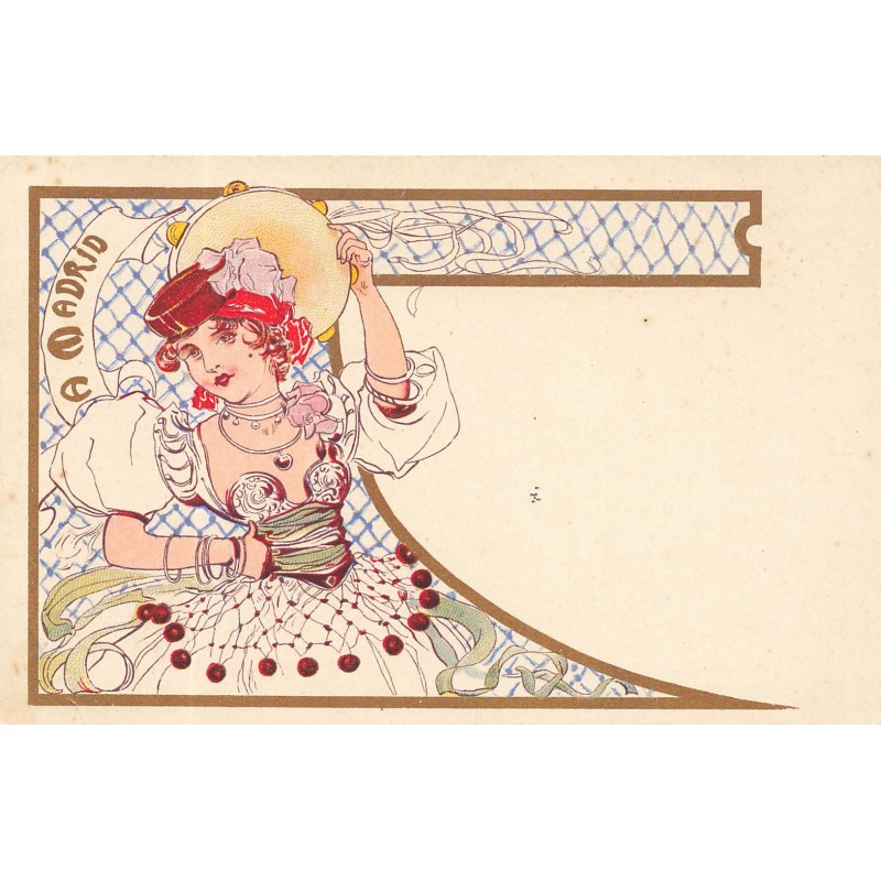 n°29308 - Illustrateur ArtNouveau - A Madrid - Jeune femme jouant du tambourin