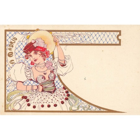 n°29308 - Illustrateur ArtNouveau - A Madrid - Jeune femme jouant du tambourin
