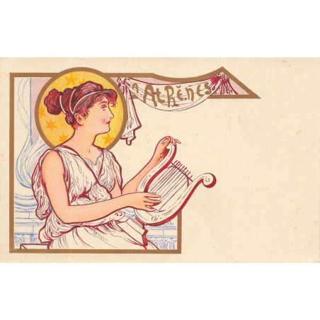 n°29309 - Illustrateur Art Nouveau - A Athènes - Jeune femme jouant d'une lyre