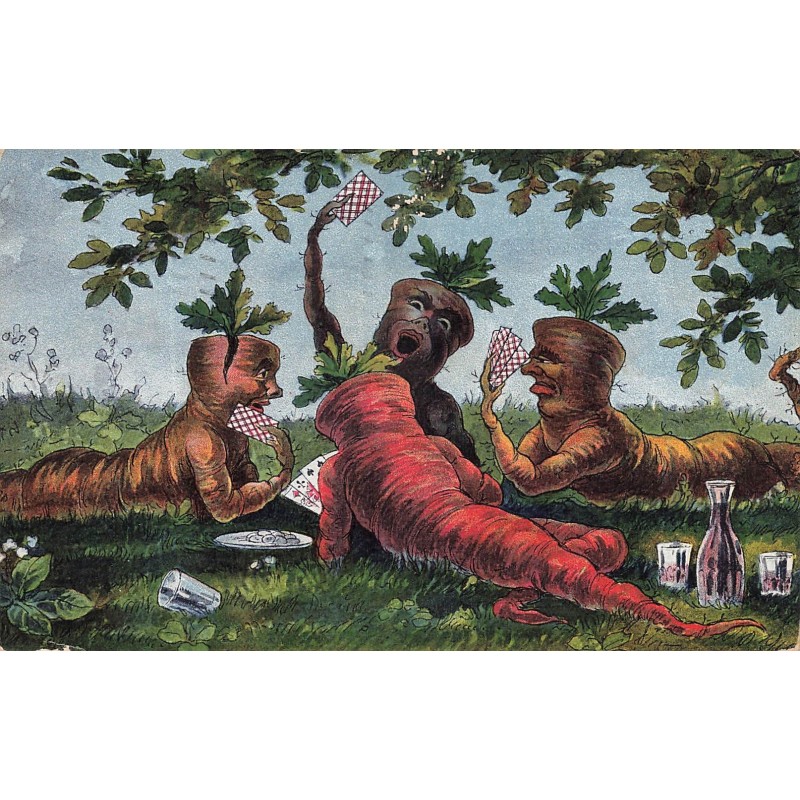 n°29312 - Suisse -Argovie - Gruss aus dem Rübliland - Carottes humanisées jouant aux cartes