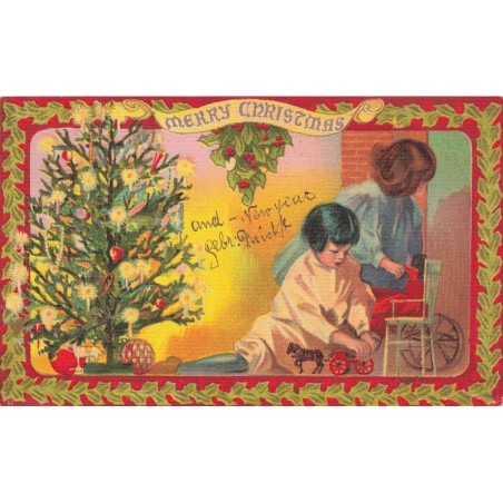 n°29322 - Noël - Merry Christmas - Enfants jouant avec leurs jouets près d'un sapin