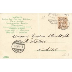 n°29323 - Joyeux Noël - Lutin marchant près d'un ange apportant un sapin assis sur une luge