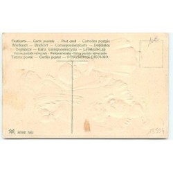 n°13594 - Carte Gaufrée - Flatscher - Une jeune fille et une fillette regardant un chien faisant le beau