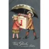 n°29337 - Carte Gaufrée - Viel Glück im Neuen Jahre - Enfants portant un éphéméride sous un parapluie