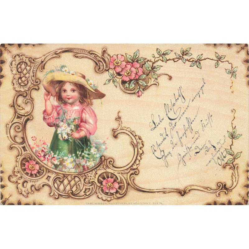 n°29346 - Fantaisie - Fillette cueillant des fleurs des champs