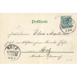 n°29347 - Fantaisie - Portrait d'une fillette au milieu d'une lyre ornée de myosotis