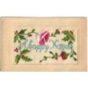 n°29351 - Carte Brodée - A Happy Xmas - Roses