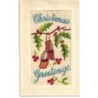 n°29352 - Carte Brodée - Christmas Greetings - Sabot sur une branche de houx