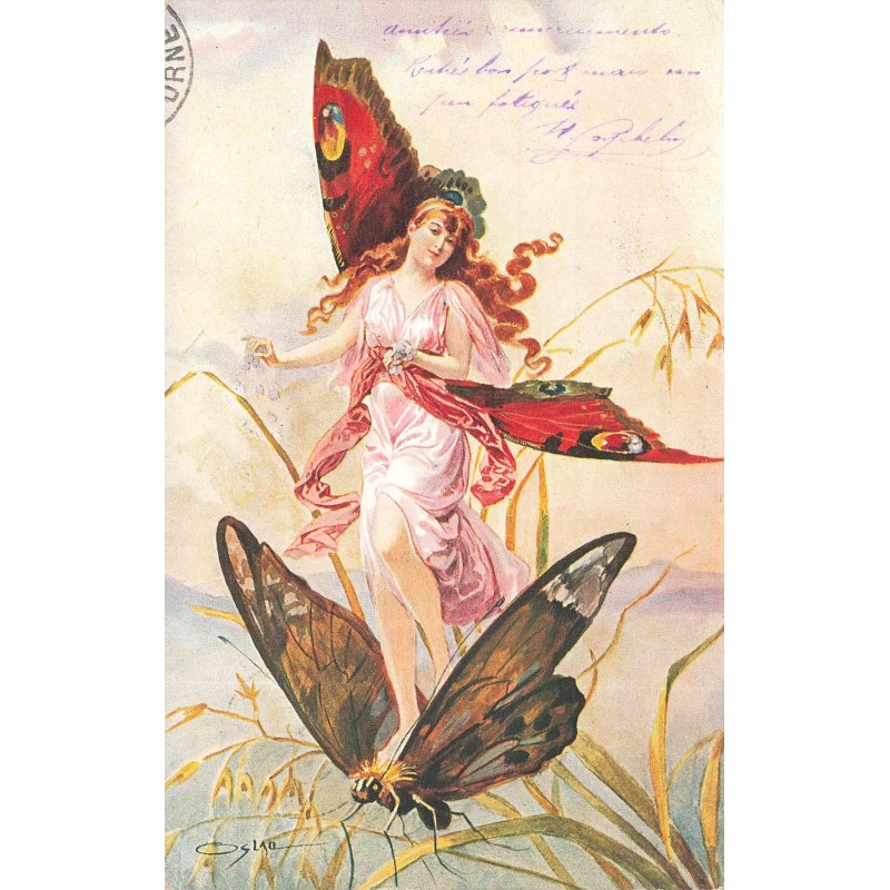n°29360 - Illustrateur - Art Nouveau - Une fée debout sur un papillon - Les Maitres de la Carte Postale