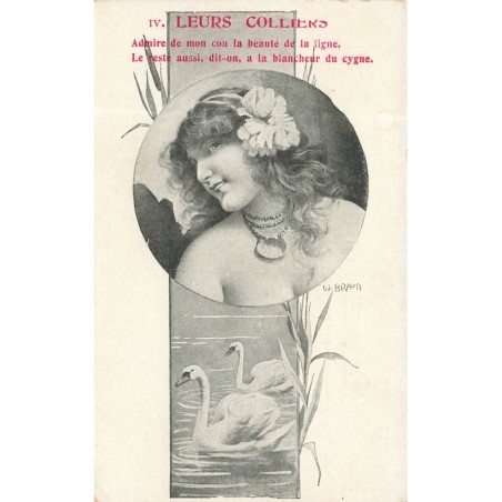 n°29361 - Illustrateur W. Braun - Art Nouveau - IV. Leurs Colliers - Admire de mon cou ... la blancheur du cygne