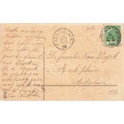 n°29388 - Carte Gaufrée - MSIB 14159 - Bonne Année - Couple d'enfant sur des quais au bord de l'eau, au fond un train