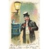 n°29390 - Nouvel An - Prosit Neujahr - Homme portant un haut de forme postant une lettre