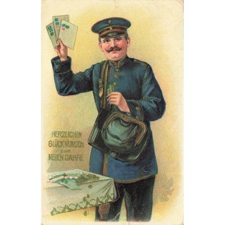 n°29392 - Carte Gaufrée - Nouvel An - Herzlichen Glückwunsch zum Neuen Jahre - Postier apportant des lettres