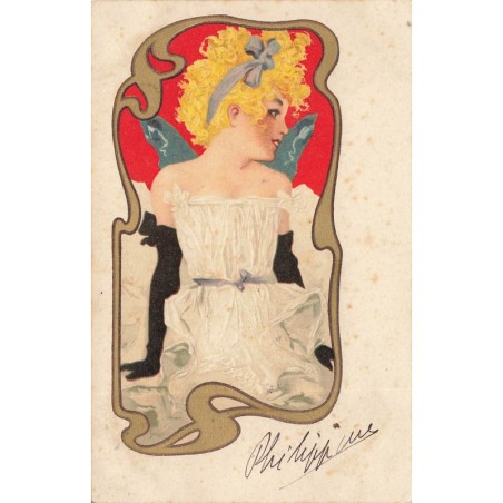 n°29407 - Fantaisie - Jeune femme blonde portant des ailes de papillon