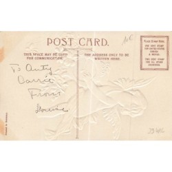 n°29416 - Carte Gaufrée - To my Valentine with unchanging love - Ange parmi des fleurs