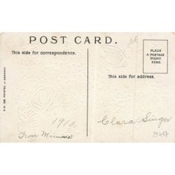 n°29417 - Carte Gaufrée - To my Valentine - Anges avec des roses et des myosotis