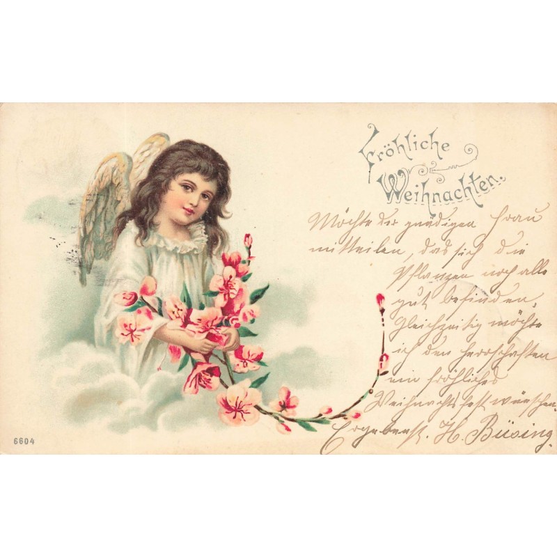 n°29428 - Noël - Fröhliche Weihnachten - Ange faisant une guirlande de fleurs