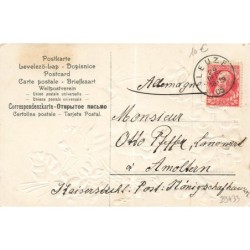 n°29433 - Carte Gaufrée - Bonne Année 1906 - Fillette assise tenant des myosotis, près de violettes