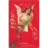 n°29440 - Carte Gaufrée - Nouvel An - Ange renversant une corne d'abondance remplie de fleurs