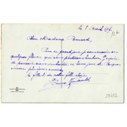 n°29452 - Carte Brodée- Bonnes Pâques - Poussin portant des drapeaux