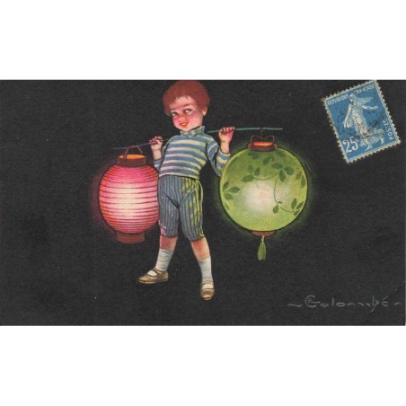 n°29456 - Illustrateur E. Colombo- Garçon portant des lampions