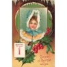 n°29471 - Carte Gaufrée - Clapsaddle - Bonne et Heureuse Année - Portrait d'une fillette entouré de houx