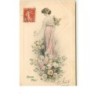 n°13615 - MM Vienne n°398 - Bonne Fête - Jeune femme cueillant des roses
