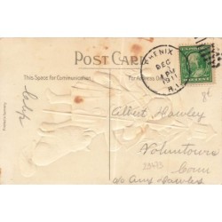 n°29473 - Carte Gaufrée - To wish you a Happy New Year - Chien près d'un veilleur tenant une lanterne