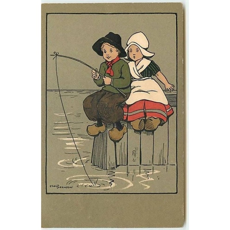 n°10361 - Carte Illustrateur - Ethel Parkinson - Jeunes Hollandais à la pêche