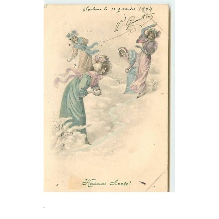 n°13616 - MM Vienne - Heureuse Année - Jeunes femmes faisant une partie de boules de neige