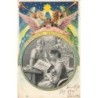 n°29485 - Noël - Fröhliche Weihnachten - Anges  veillant sur deux fillettes, l'une tenant une poupée en lisant
