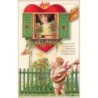 n°29492 - Carte Gaufrée - Ange - Cupidon chantant une sérénade pour une jeune femme
