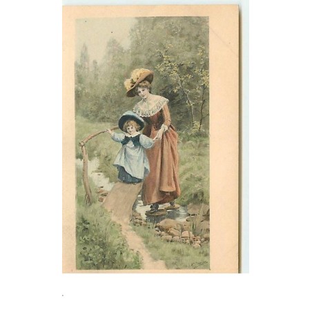 n°13617 - MM Vienne n°295 - Jeune femme et une fillette traversant un petit cour d'eau