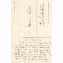 n°29493 - Carte Gaufrée - Ange - Cupidon embrassant une jeune femme