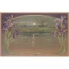 n°29495 - Fantaisie - Art Nouveau -  Un paysage au clair de lune - Moulin à vent - Iris