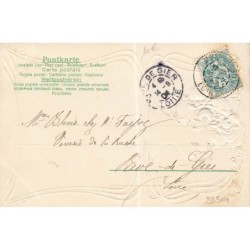 n°29504 - Carte Gaufrée - Illustrateur Art Nouveau - Profil de femme, avec des fleurs dans les cheveux