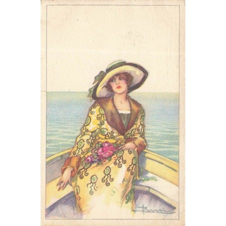 n°29505 - Illustrateur A. Busi - Jeune femme dans une barque