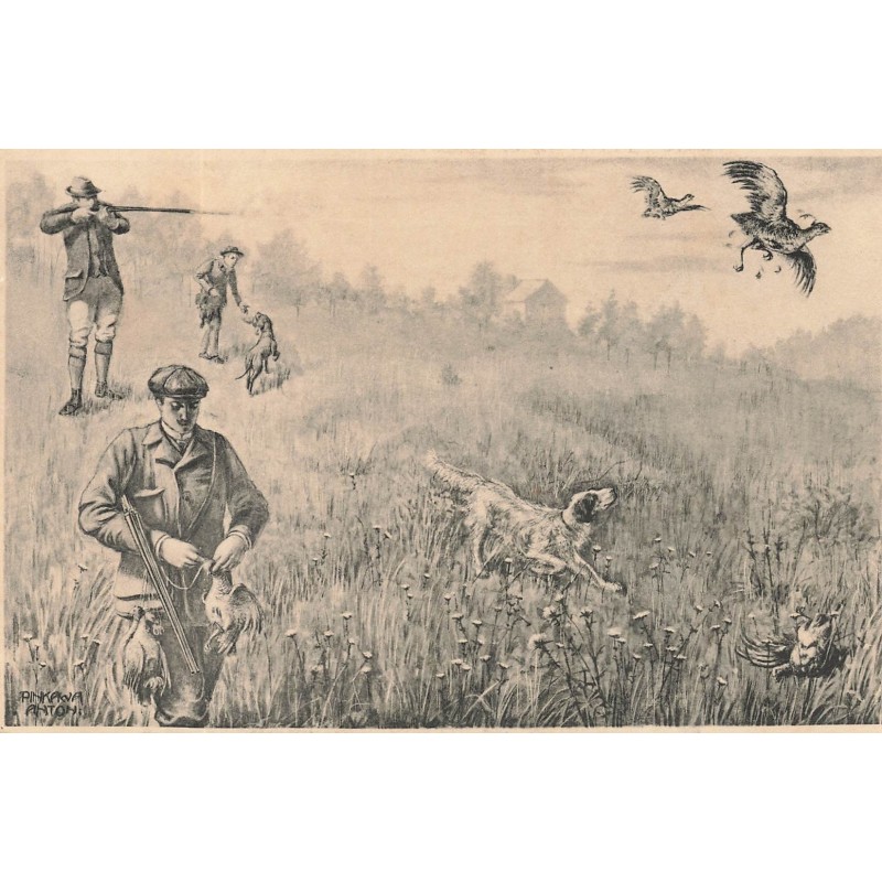 n°29507 - Illustrateur MM Vienne - Chasseurs et leurs chiens tirant sur des faisans - chasse