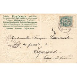 n°29520 - Carte Gaufrée - Clapsaddle - Bonne Année - Ange, entouré de branches de sapin enneigées