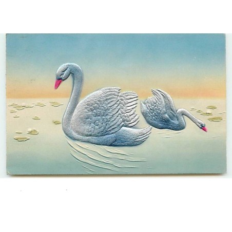 n°13620 - Carte Gaufrée - Cygnes