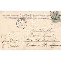 n°29523 - Carte Gaufrée - MSIB 13560 - Bonne et heureuse année - Anges au milieu de muguet, éphéméride