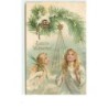 n°13621 - Carte Gaufrée - Fröhliche Weihnachten - Anges regardant une étoile