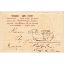 n°29534 - Carte Gaufrée - Joyeuses Fêtes de Noël - Ange apportant un sapin, et des jouets, frappant à une porte