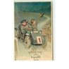 n°13629 - Carte Gaufrée - Mes meilleurs voeux pour la nouvelle année - Garçons dans une voiture
