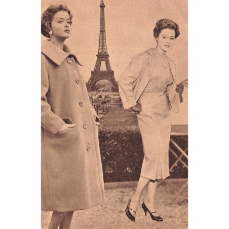 n°29564 - Mode - Jeunes femmes, avec au fond laTour Eiffel - Handschuhpeter