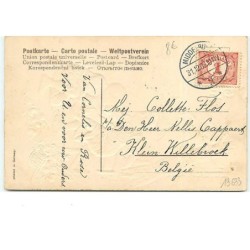 n°13633 - Carte Gaufrée - Gelukkig Nieuwjaar - Garçon mettant des patins à glace à une jeune fille