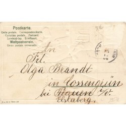 n°29578 - Carte Gaufrée - Nouvel An - Couple lisant une lettre, avec un chien à côté