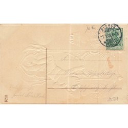 n°29581 - Carte Gaufrée - MSIB 13951 - Glückliches Neujahr - Ange accroché sur une pendule