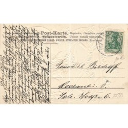 n°29589 - Carte Gaufrée - MSIB 1354 - Fröhliche Weihnachten - Portrait de 2jeunes filles avec des couronnes de fleurs