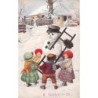 n°29591 - Noël - Enfants faisant une ronde autour d'un bonhomme de neige - Illustrateur August Patek